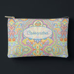 Chic Blue Pink Purple Orange Paisley Pattern Accessory Pouch<br><div class="desc">This toiletry bag, travel accessories, or make-up essentials pouch design features a stunning combination of bright and light fuchsia pink, pastel violet, lavender, purple, aqua turquoise blue, and lime green coloured retro chic abstract pattern design. The variety of this colour combo and the wavy swirl shapes create a dynamic and...</div>