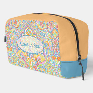 Chic Blue Pink Purple Orange Paisley Pattern Dopp Kit
