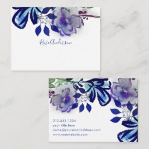 Chic Blue Purple Floral Typography Card