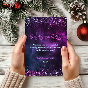 chic blue purple marble Christmas new year greetin Card