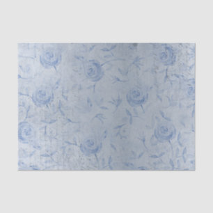Chic Blue Roses Floral Silver Shimmer Tissue Paper