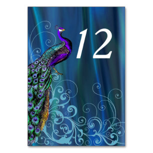 Chic Blue Satin Look Wedding Table Number Card