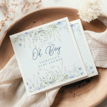 Chic Blue Sky Wildflowers Boy Baby Shower