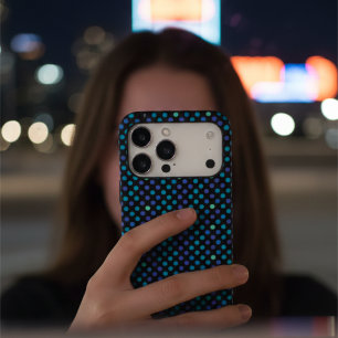 Chic Blue Teal & Purple Polka Dots Pattern