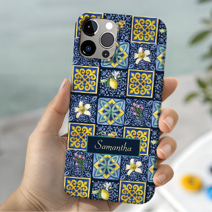 Chic Blue teal Sicilian citrus Mediterranean iPhone 15 Case