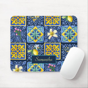 Chic Blue teal Sicilian citrus Mediterranean Mouse Pad