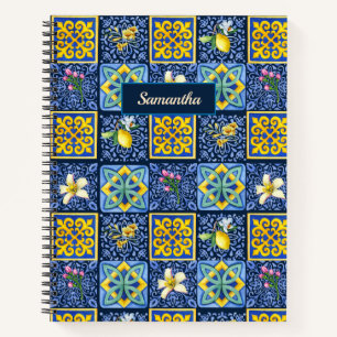 Chic Blue teal Sicilian citrus Mediterranean Notebook