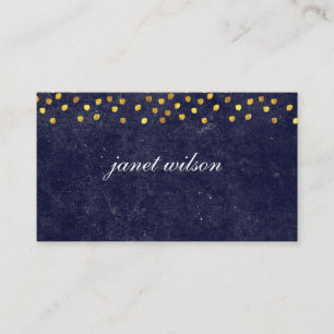chic blue texture with golden spot pattern business card
