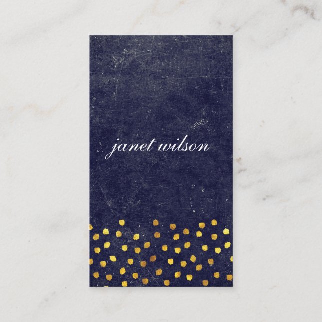 chic blue texture with golden spot pattern business card (Front)