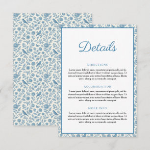 Chic Blue Toile de Jouy Floral Border Wedding Enclosure Card