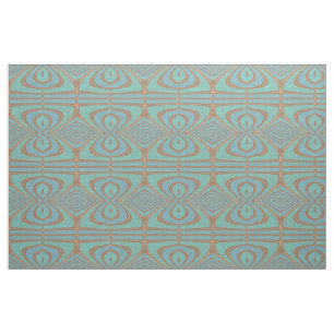Chic Blue Turquoise Vintage Nouveau Deco Pattern Fabric