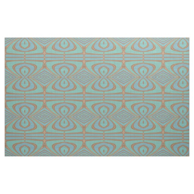 Chic Blue Turquoise Vintage Nouveau Deco Pattern Fabric (Fat Quarter)