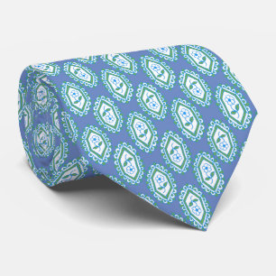 Chic Blue Vintage Periwinkle Floral Pattern Tie