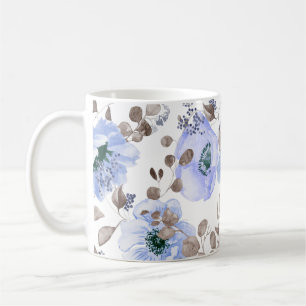 Chic Blue Watercolor Flowers  Coffee Mug