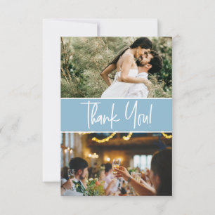 Chic Blue Wedding Custom 2 photos  Thank You Card