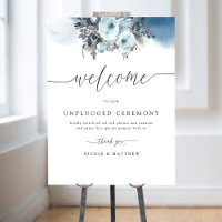 Chic, Blue Wedding Unplugged Ceremony Welcome Sign