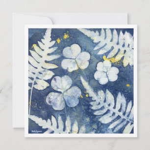 Chic Blue White Botanical Personalised Note Cards