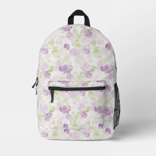 Chic Blue White Floral Printed Backpack