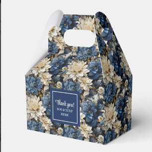 Chic Blue White Flowers Personalised Favour Box