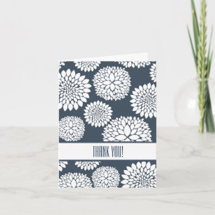 Chic Blue White Flowers Thank You