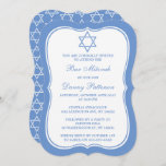 Chic Blue & White Jewish Star Of David Bar Mitzvah Invitation<br><div class="desc">These invitations can be customised for any Jewish holy event including Bar Mitzvah, Bat Mitzvah, Confirmation, Wedding, etc. Add your custom wording by using the "Edit this design template" section or click the blue "Customise it" button to change the font style and colour, or to add a photo or extra...</div>