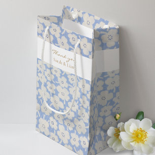 Chic Blue & White Petit Fleur Paper Napkin Small Gift Bag