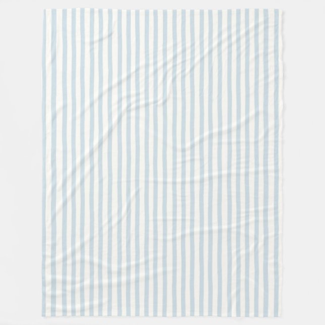 Chic Blue White Stripes Fleece Blanket (Front)