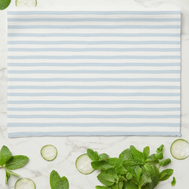 Chic Blue White Stripes Tea Towel (Folded)