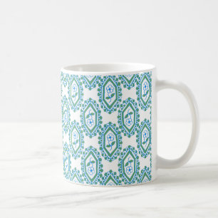 Chic Blue White Vintage Periwinkle Floral Pattern Coffee Mug
