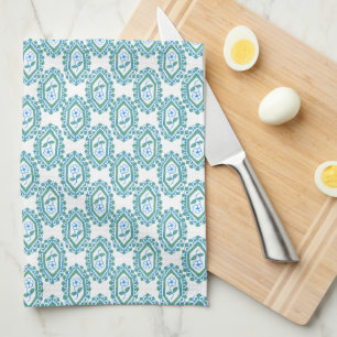Chic Blue White Vintage Periwinkle Floral Pattern Tea Towel