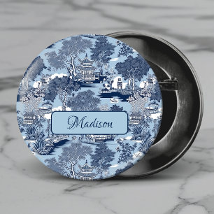 Chic Blue white willow chinoiserie cottage 3 Cm Round Badge