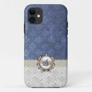Chic Blue & Winter White Damask iPhone 5 Case