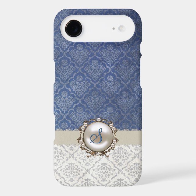 Chic Blue & Winter White Damask iPhone 6 case (Back)