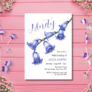 Chic Bluebell Flower Blossom 90th Birthday Invitation