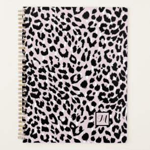 Chic Blush and Black Animal Print with Monogram Planner