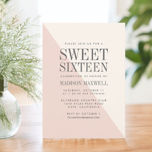 Chic Blush and Cream Sweet Sixteen Invitation