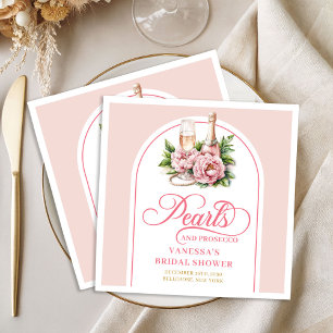 Chic Blush and Gold Pearls Bridal Shower Napkins