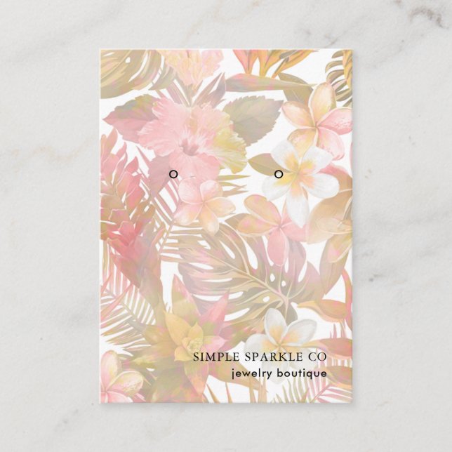 Chic Blush and Tropical Print Earring Display Card (Front)