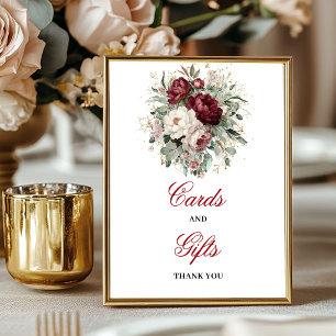Chic Blush Burgundy Cards and Gifts Tabletop Sign