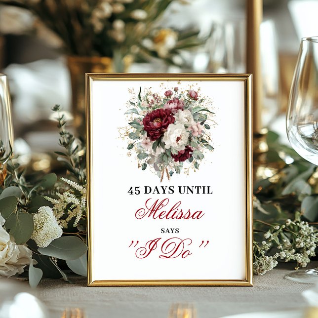 Chic Blush Burgundy Dais Until I Do Tabletop Sign (Chic Blush Burgundy Dais Until I Do Tabletop Sign)