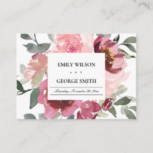 CHIC BLUSH BURGUNDY FLORAL WEDDING WISHING WELL ENCLOSURE CARD
