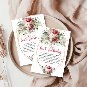 Chic Blush Burgundy Gold Roses Book Request Enclosure Card