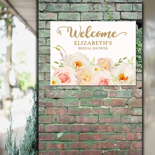 Chic Blush Floral Bridal Shower Welcome Poster (Blush floral bridal shower Welcome sign poster - INSTANT DOWNLOAD and/or PRINTED)