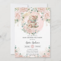Chic Blush Floral High Tea Party Baby Shower