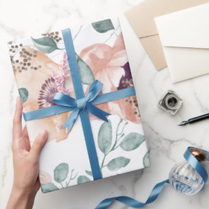 Chic Blush Floral Wedding Wrapping Paper
