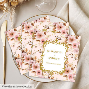 Chic Blush Gold Boho Wedding Napkins