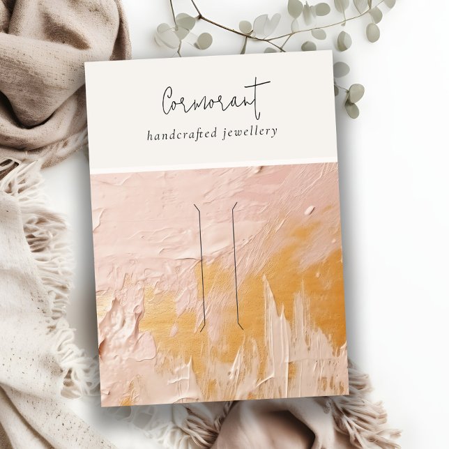 Chic Blush Gold Oil Paint Texture Hairpin Display Business Card (Creator Uploaded)