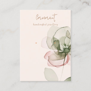 Chic Blush Green Pink Flower Stud Earring Display Business Card
