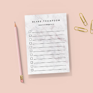 Chic Blush & Grey Marble Personalised To-Do List Post-it Notes