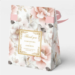 Chic Blush Ivory Gold Wedding Thank You Box
